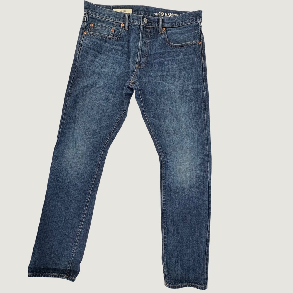 Gap 1969 Japanese Selvedge Jeans Mens 34x32 Blue Slim Fit Ringspun Denim